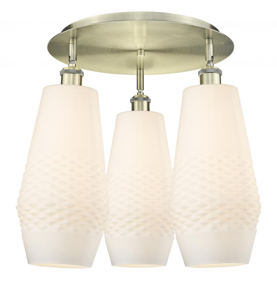 Windham - 3 Light - 19 inch - Antique Brass - Flush Mount