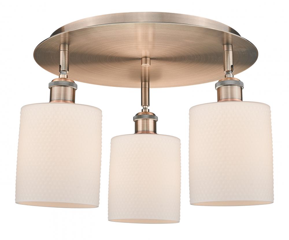 Cobbleskill - 3 Light - 17 inch - Antique Copper - Semi-Flush Mount