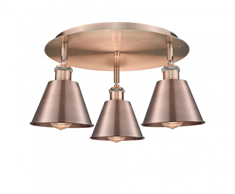 Ballston - 3 Light - 18 inch - Antique Copper - Semi-Flush Mount