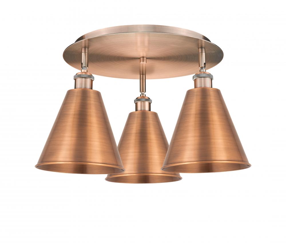 Berkshire - 3 Light - 20 inch - Antique Copper - Semi-Flush Mount