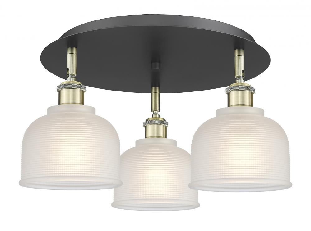 Dayton - 3 Light - 17 inch - Black Antique Brass - Semi-Flush Mount