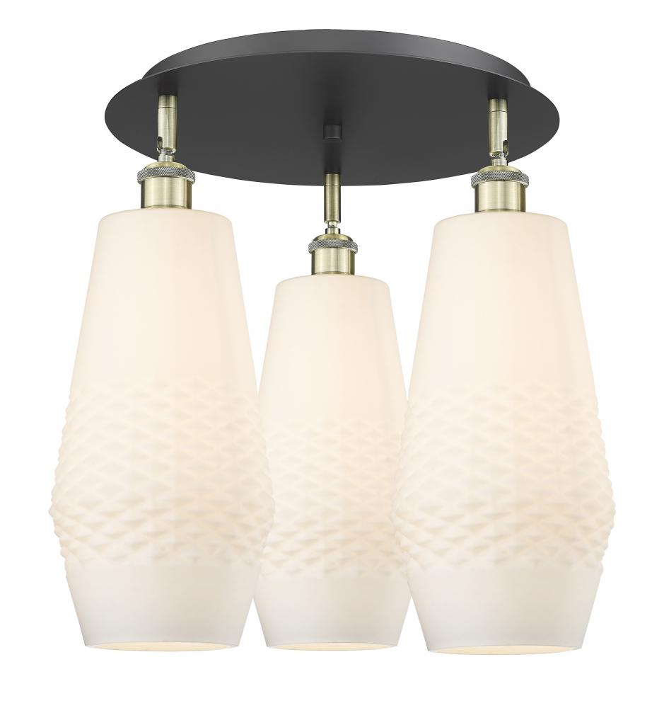 Windham - 3 Light - 19 inch - Black Antique Brass - Flush Mount