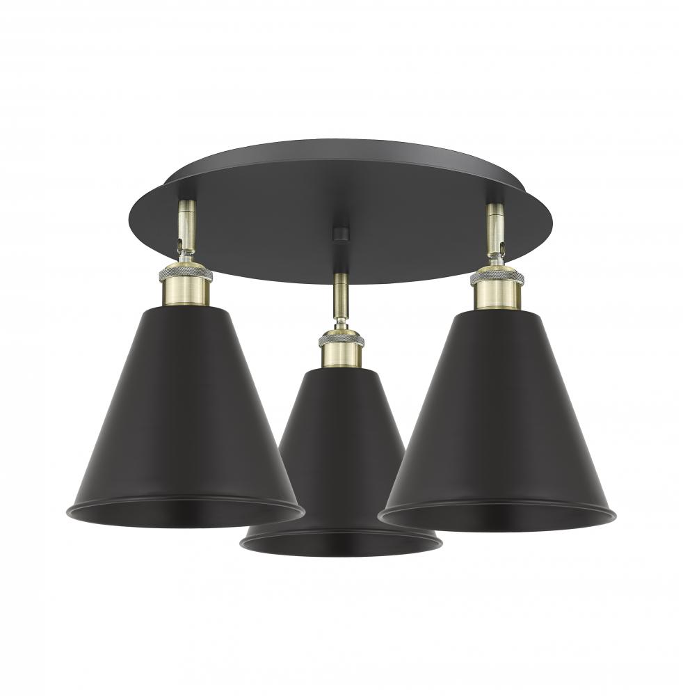 Berkshire - 3 Light - 20 inch - Black Antique Brass - Semi-Flush Mount