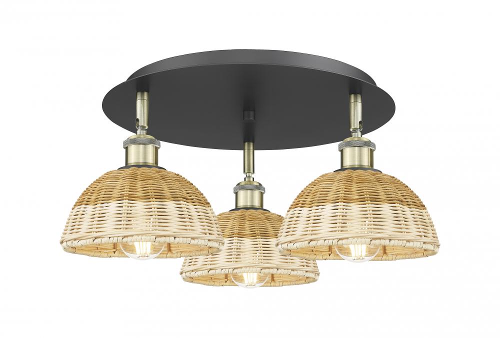 Bristol Natural II - 3 Light - 19 inch - Black Antique Brass - Semi-Flush Mount