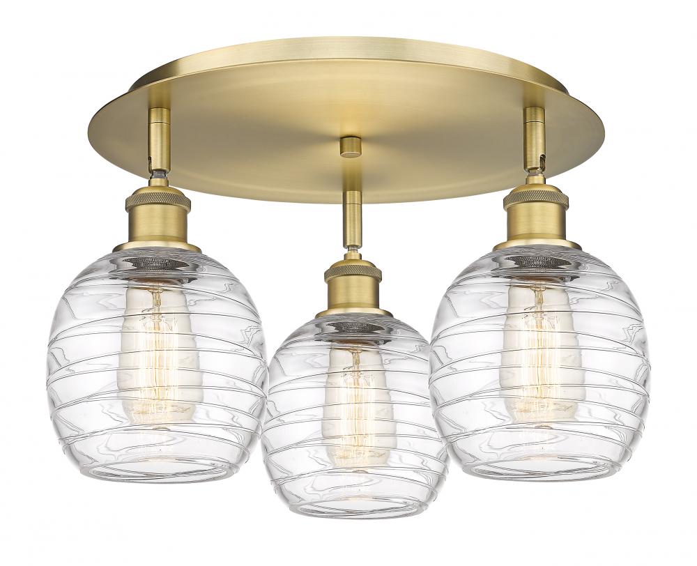 Belfast - 3 Light - 18 inch - Brushed Brass - Semi-Flush Mount