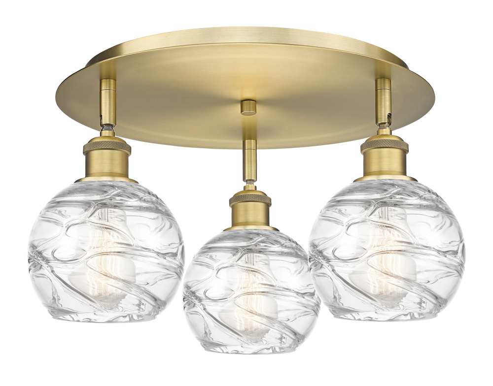 Athens Deco Swirl - 3 Light - 18 inch - Brushed Brass - Semi-Flush Mount