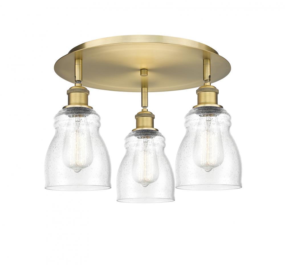 Ellery - 3 Light - 17 inch - Brushed Brass - Semi-Flush Mount