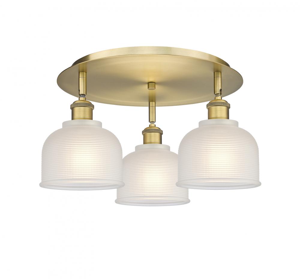 Dayton - 3 Light - 17 inch - Brushed Brass - Semi-Flush Mount
