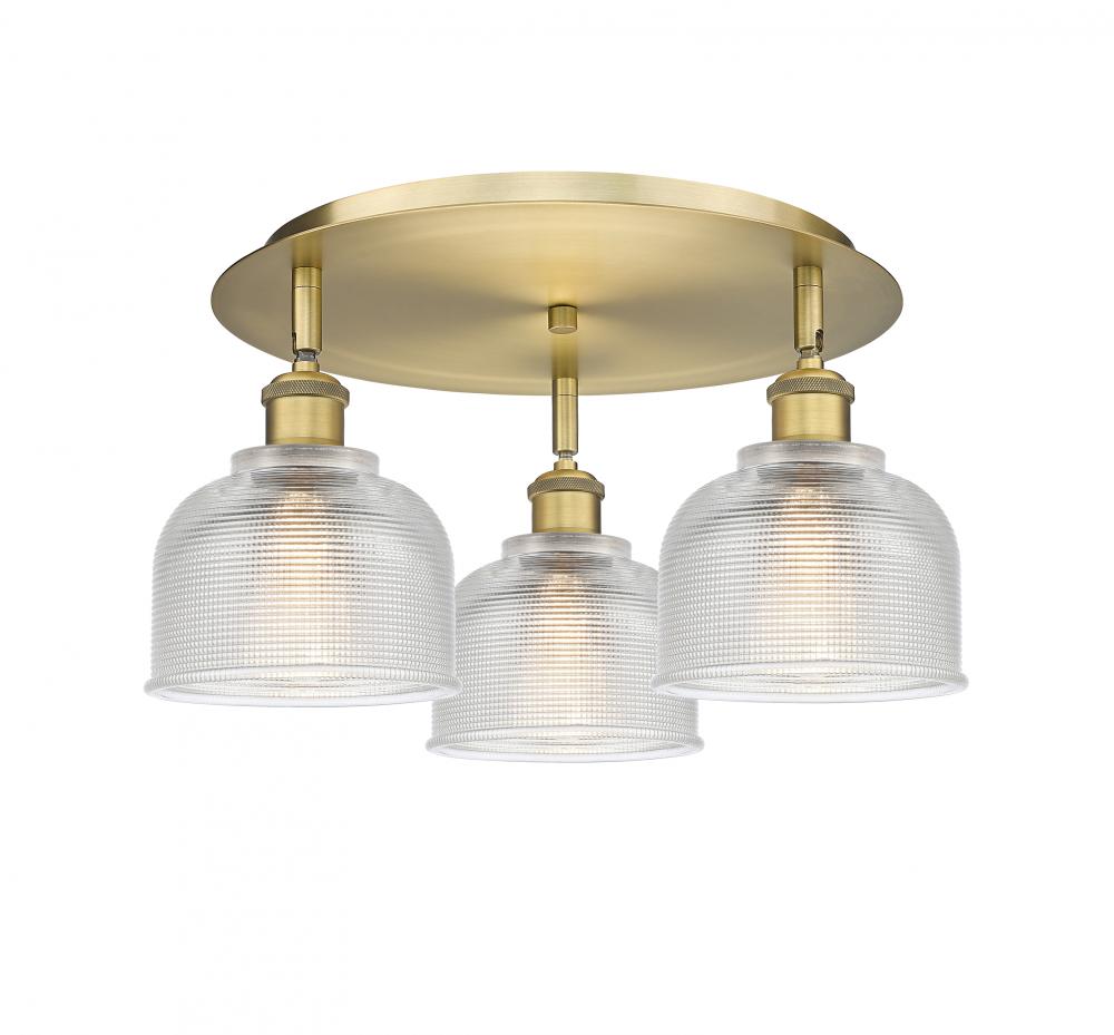 Dayton - 3 Light - 17 inch - Brushed Brass - Semi-Flush Mount