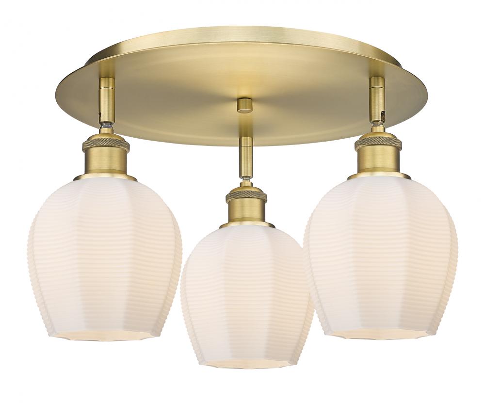 Norfolk - 3 Light - 18 inch - Brushed Brass - Semi-Flush Mount