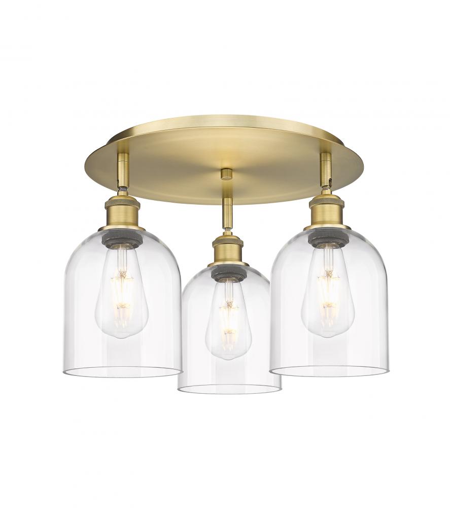 Bella - 3 Light - 17 inch - Brushed Brass - Semi-Flush Mount