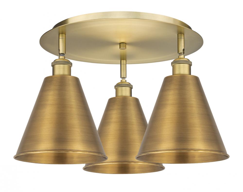 Berkshire - 3 Light - 20 inch - Brushed Brass - Semi-Flush Mount