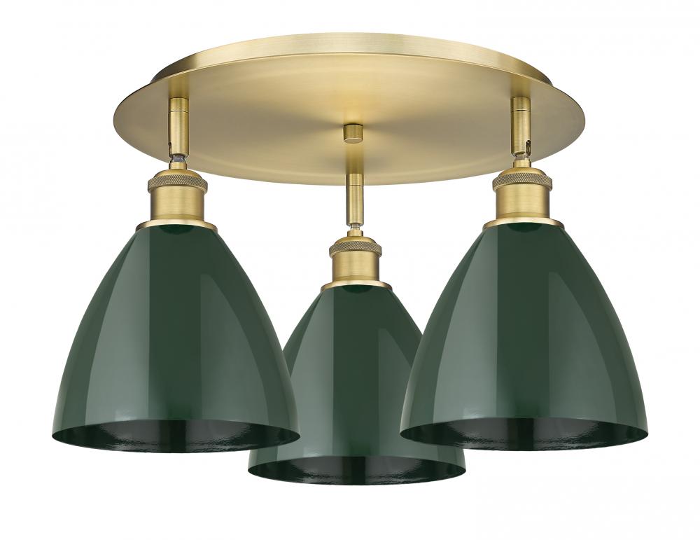Plymouth - 3 Light - 19 inch - Brushed Brass - Semi-Flush Mount