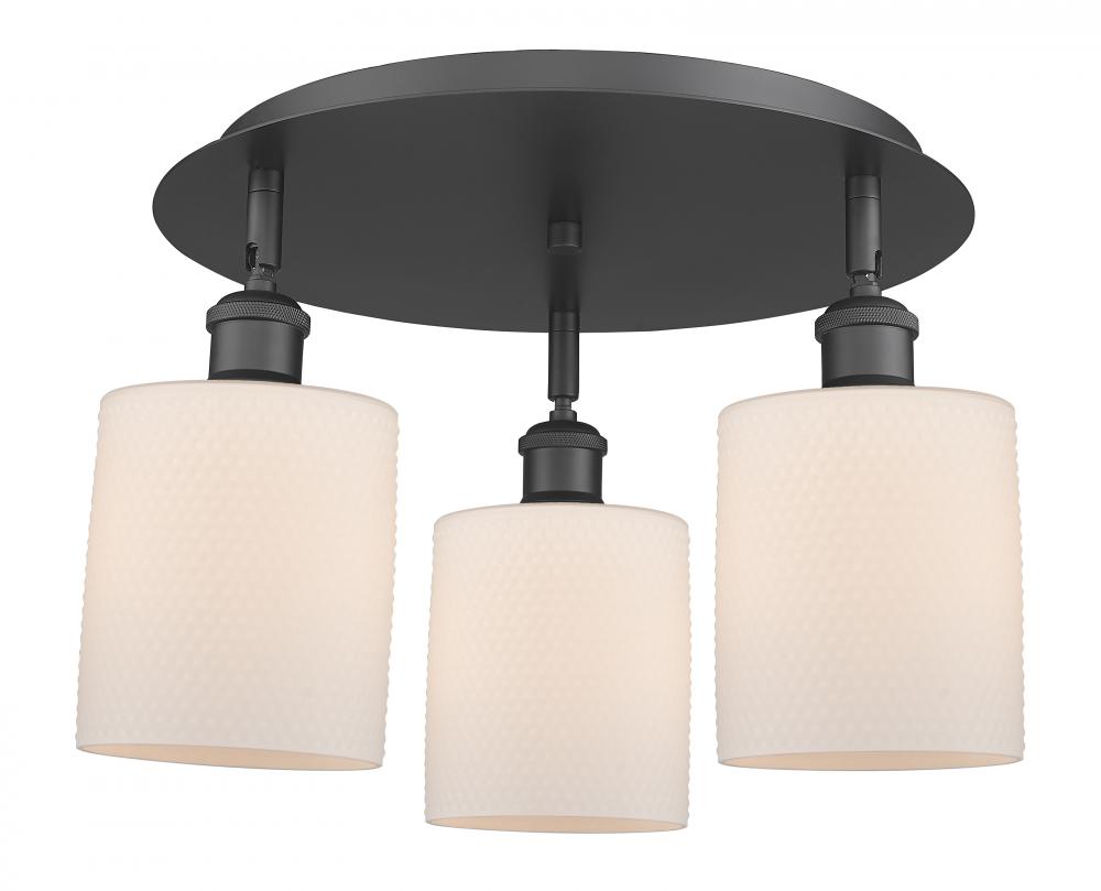 Cobbleskill - 3 Light - 17 inch - Matte Black - Semi-Flush Mount
