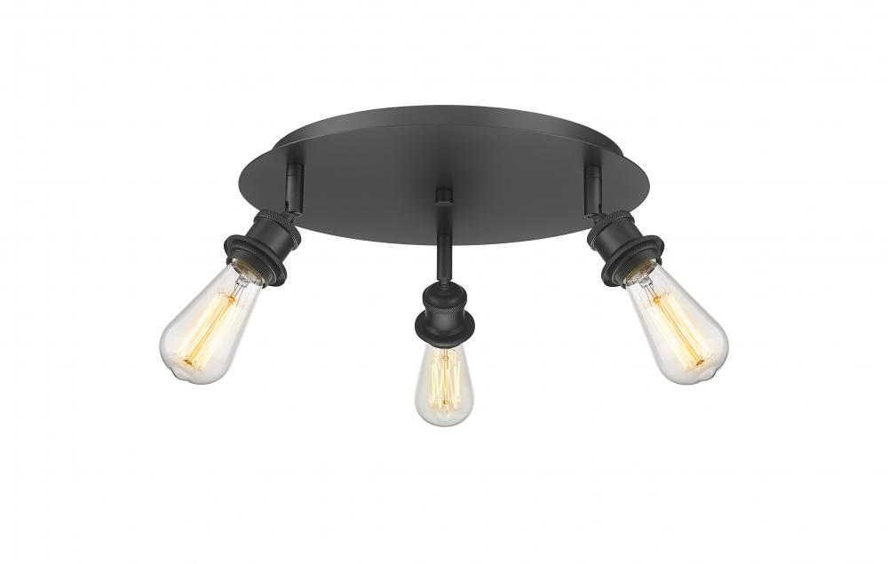 Ballston - 3 Light - 12 inch - Matte Black - Semi-Flush Mount