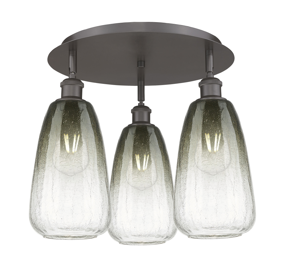 Brookhaven Almond - 3 Light - 18 inch - Oil Rubbed Bronze - Semi-Flush Mount