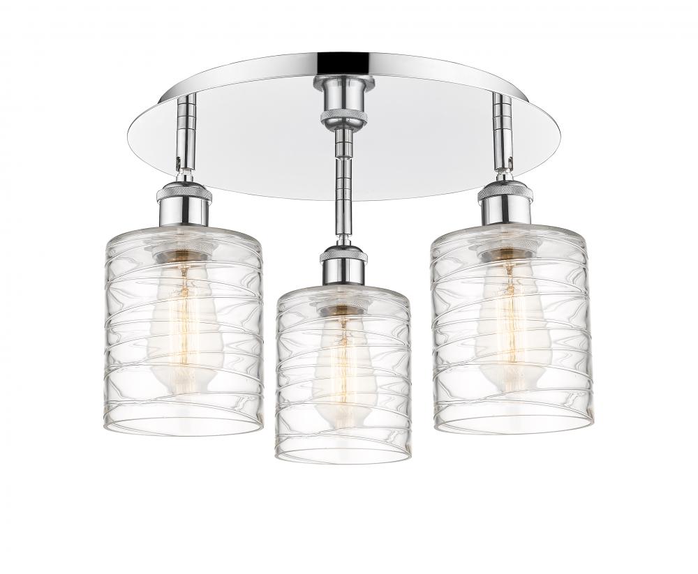 Cobbleskill - 3 Light - 17 inch - Polished Chrome - Semi-Flush Mount