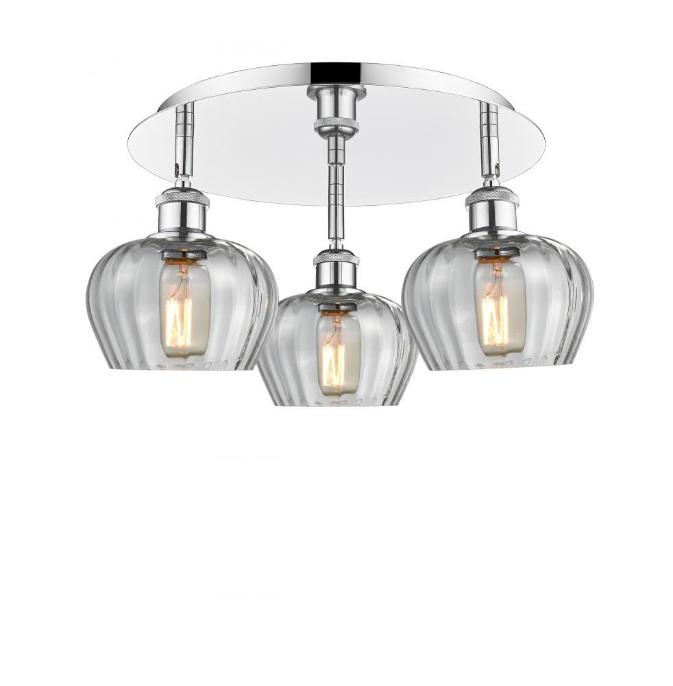 Fenton - 3 Light - 18 inch - Polished Chrome - Semi-Flush Mount