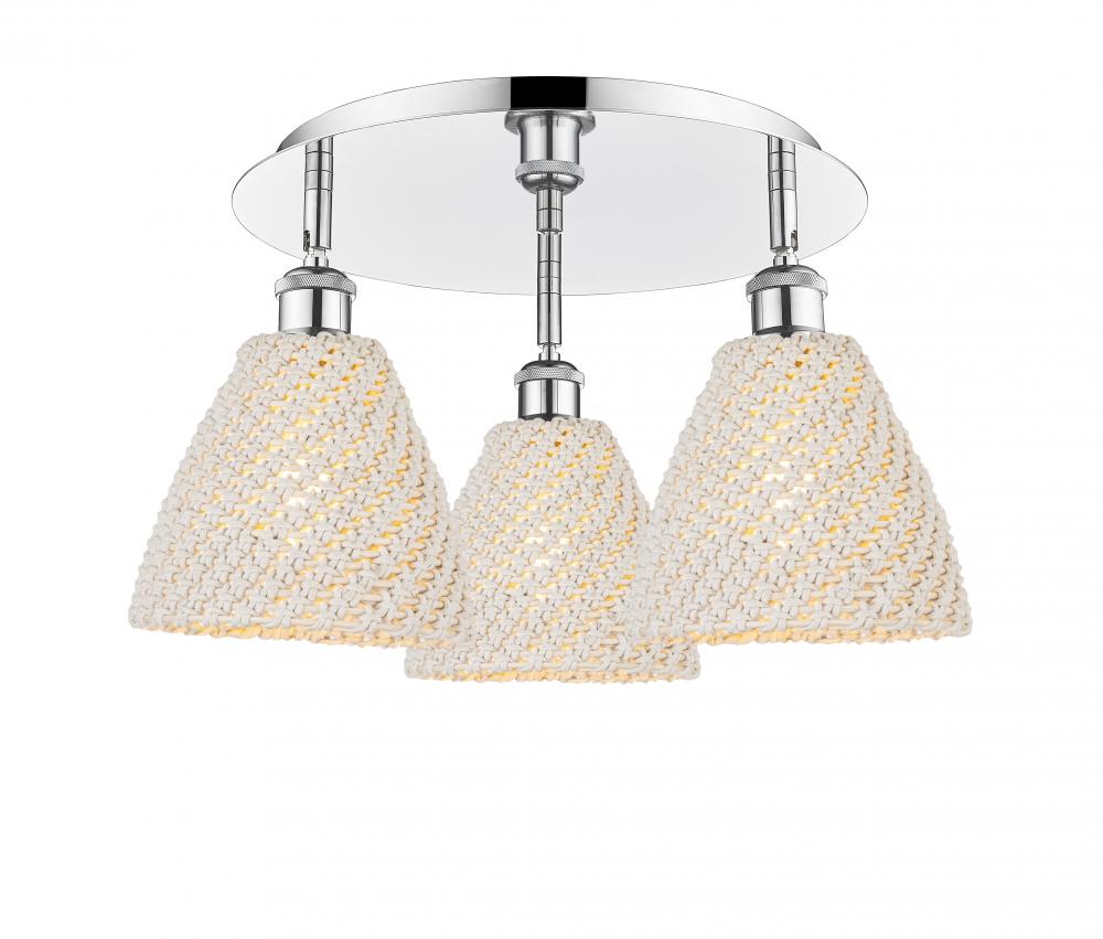 Bristol Natural - 3 Light - 6 inch - Polished Chrome - Semi-Flush Mount