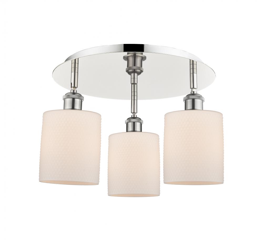 Cobbleskill - 3 Light - 17 inch - Polished Nickel - Semi-Flush Mount