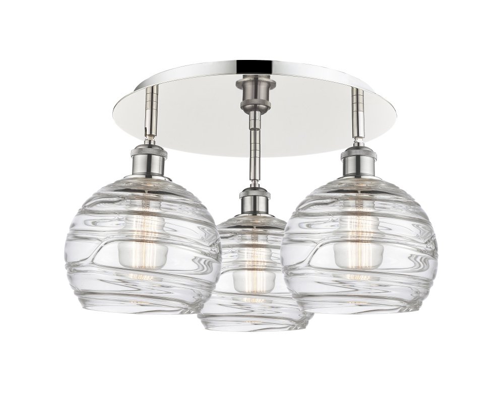 Athens Deco Swirl - 3 Light - 20 inch - Polished Nickel - Semi-Flush Mount