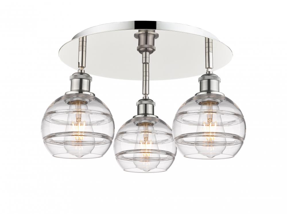 Rochester - 3 Light - 18 inch - Polished Nickel - Semi-Flush Mount