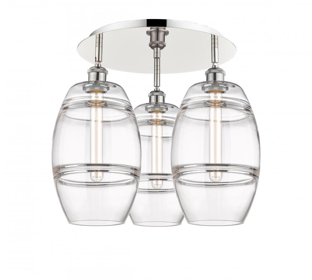 Vaz - 3 Light - 20 inch - Polished Nickel - Semi-Flush Mount