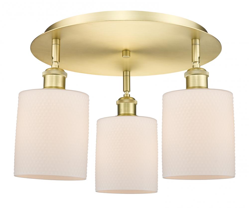 Cobbleskill - 3 Light - 17 inch - Satin Gold - Semi-Flush Mount