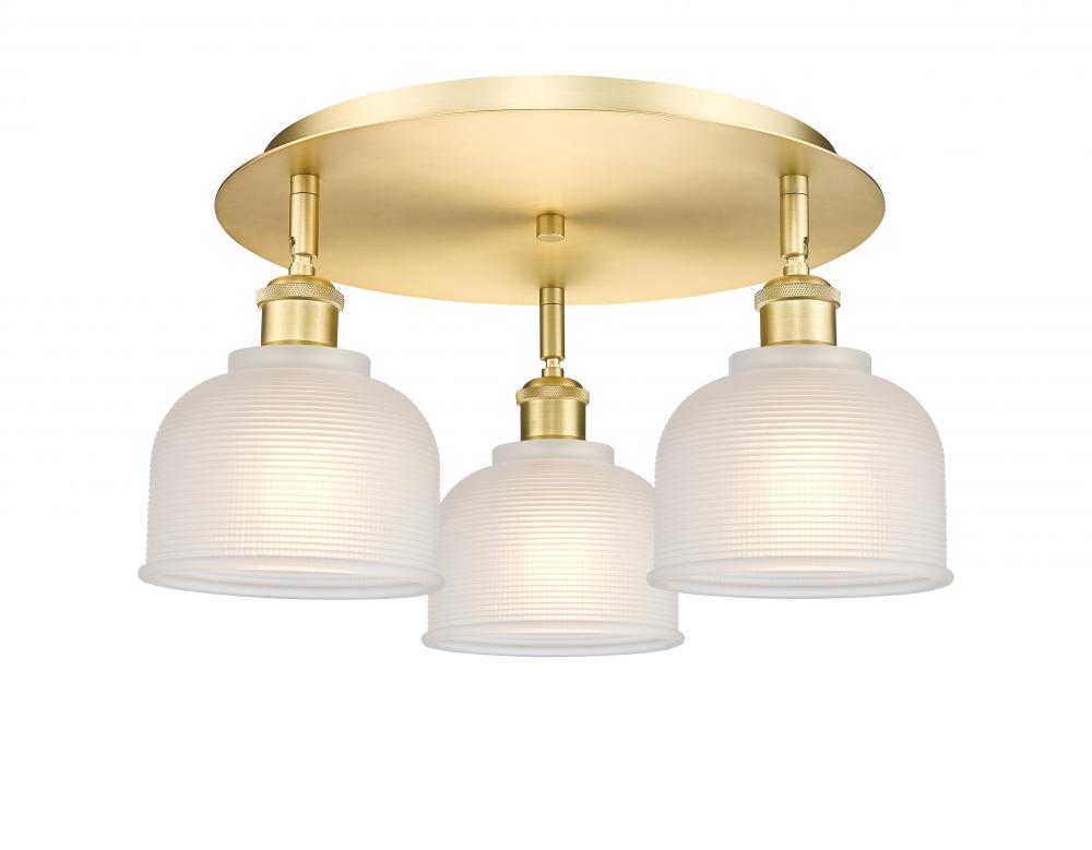 Dayton - 3 Light - 17 inch - Satin Gold - Semi-Flush Mount