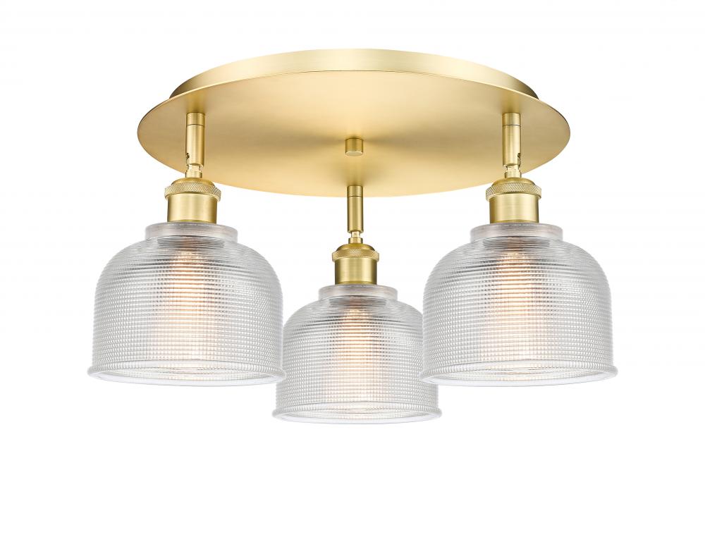 Dayton - 3 Light - 17 inch - Satin Gold - Semi-Flush Mount