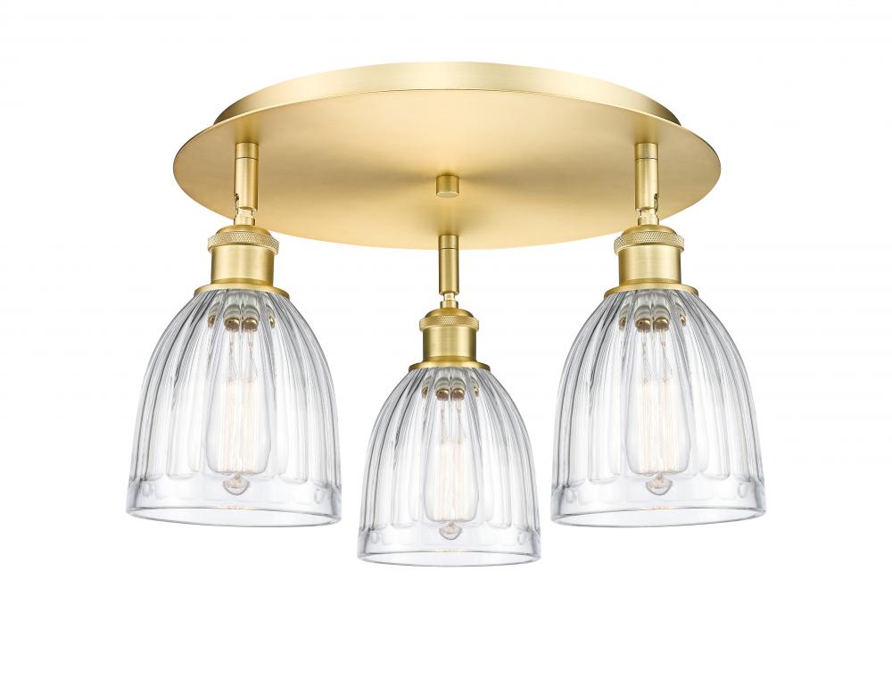 Brookfield - 3 Light - 18 inch - Satin Gold - Semi-Flush Mount
