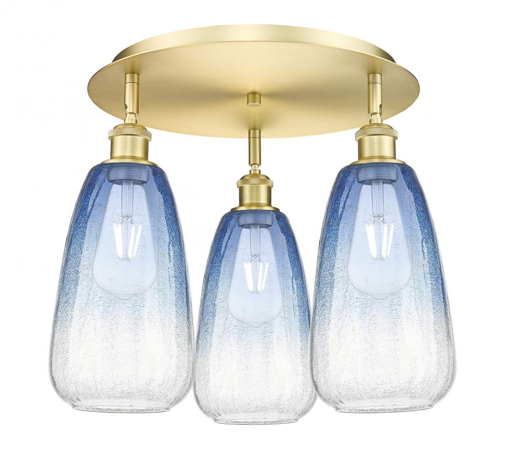 Brookhaven Almond - 3 Light - 18 inch - Satin Gold - Semi-Flush Mount