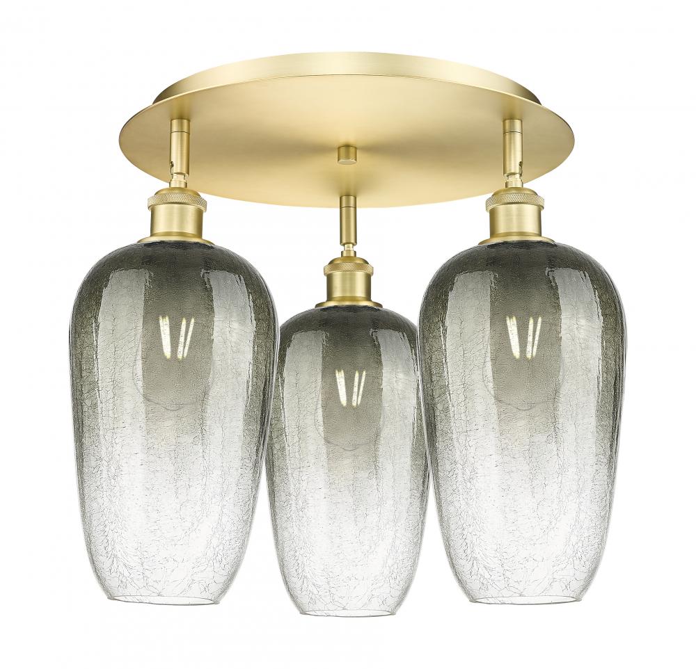 Brookhaven Flute - 3 Light - 19 inch - Satin Gold - Semi-Flush Mount