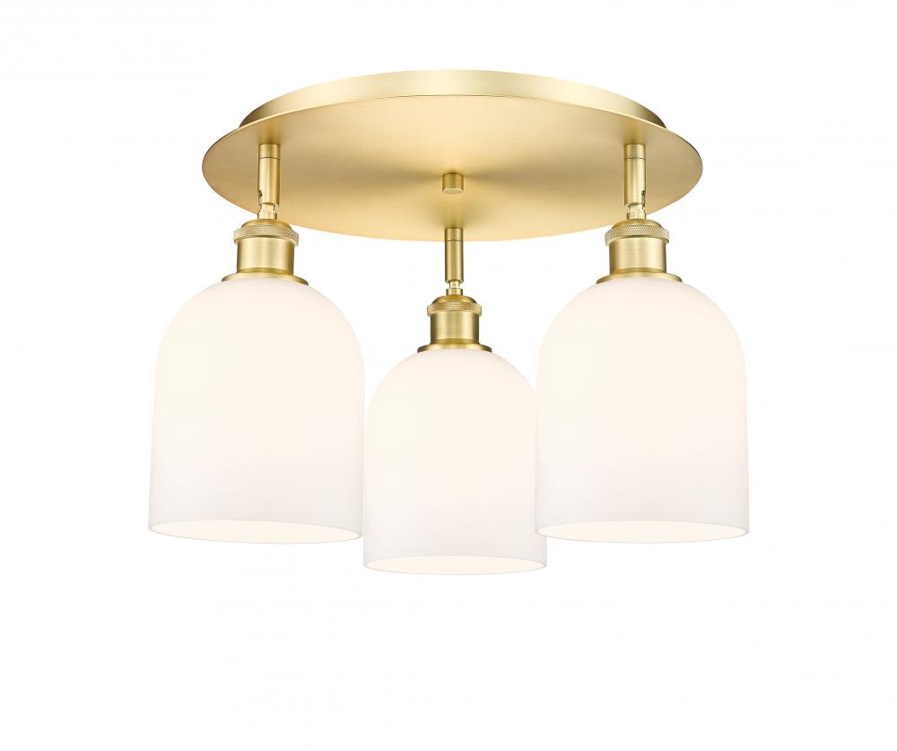 Bella - 3 Light - 17 inch - Satin Gold - Semi-Flush Mount