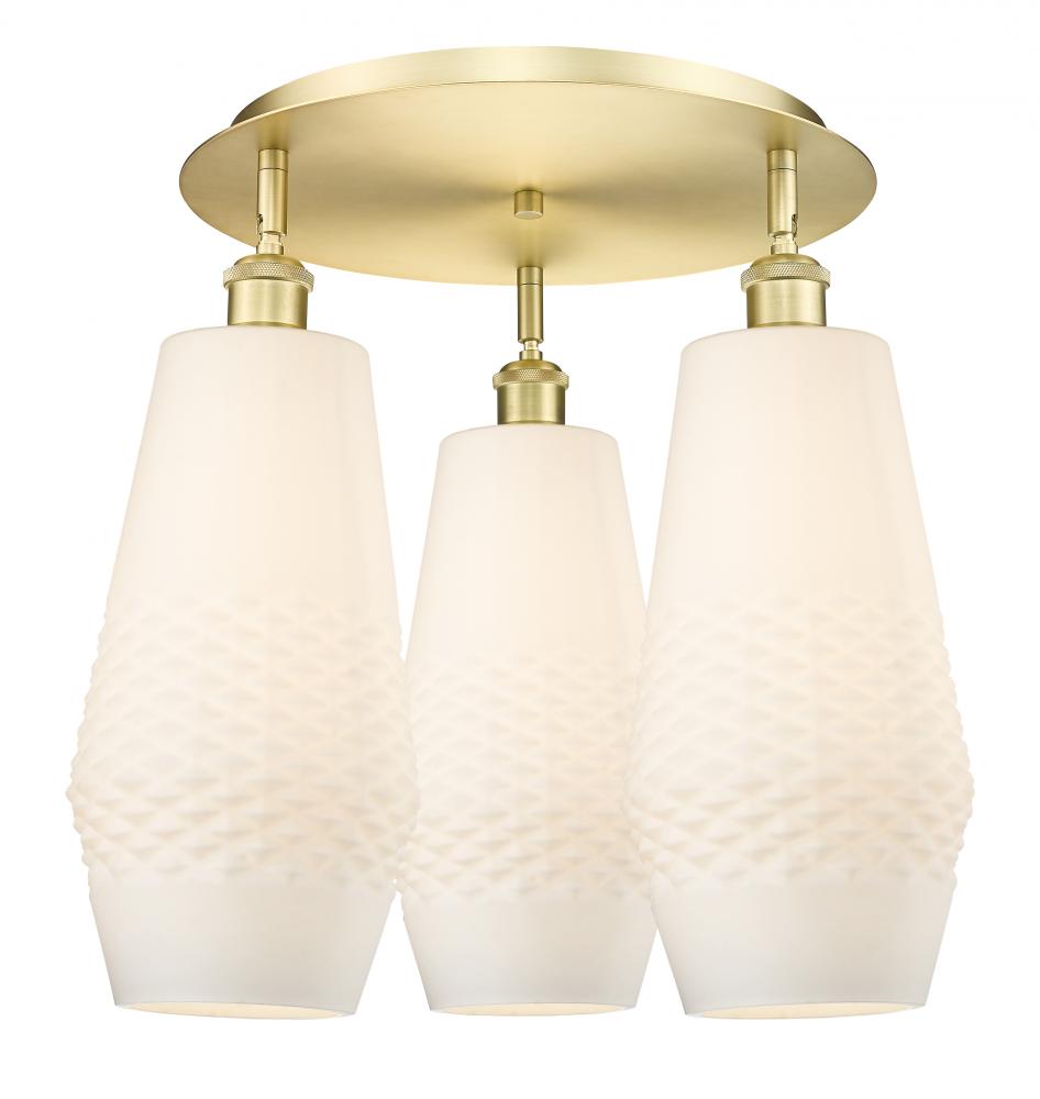 Windham - 3 Light - 19 inch - Satin Gold - Flush Mount