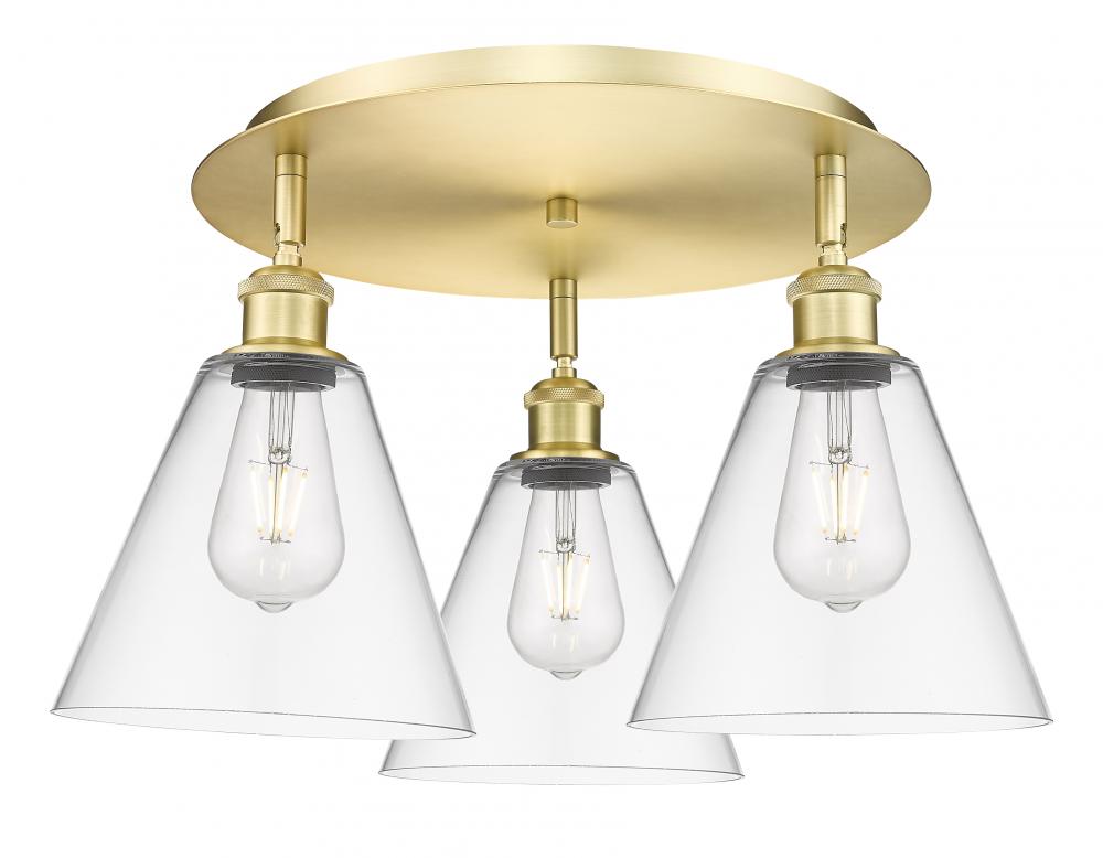 Berkshire - 3 Light - 20 inch - Satin Gold - Semi-Flush Mount
