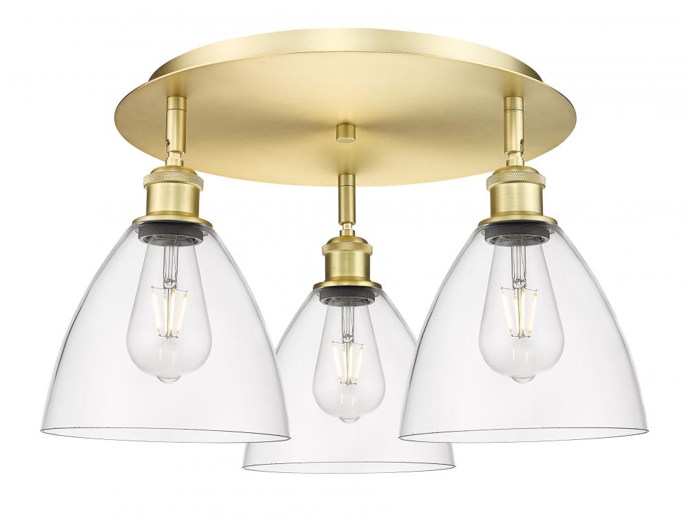 Bristol - 3 Light - 19 inch - Satin Gold - Semi-Flush Mount