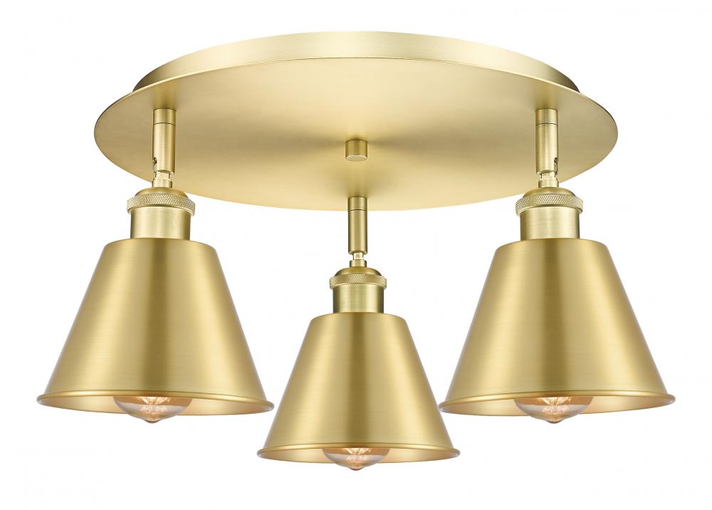 Ballston - 3 Light - 18 inch - Satin Gold - Semi-Flush Mount