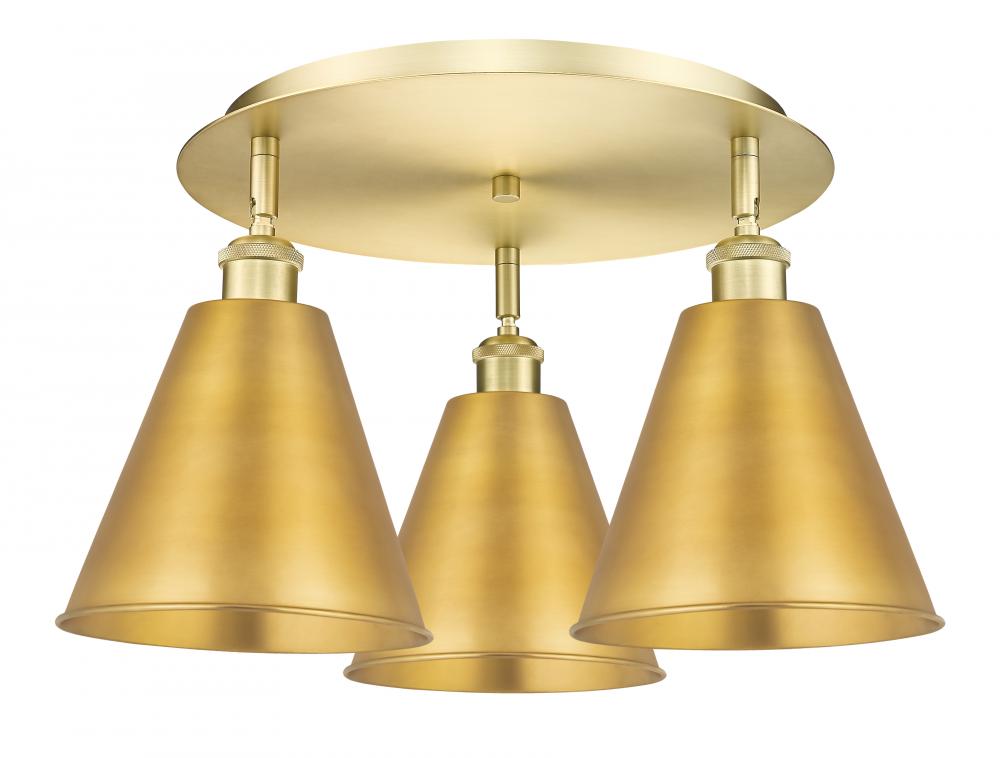 Berkshire - 3 Light - 20 inch - Satin Gold - Semi-Flush Mount
