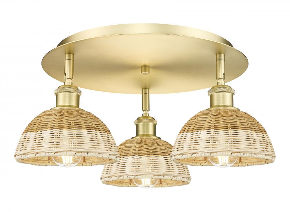 Bristol Natural II - 3 Light - 19 inch - Satin Gold - Semi-Flush Mount
