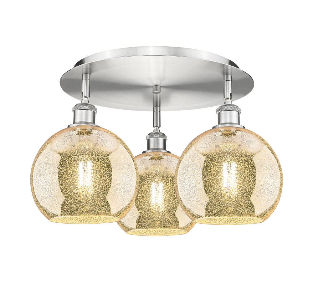 Athens - 3 Light - 20 inch - Satin Nickel - Semi-Flush Mount