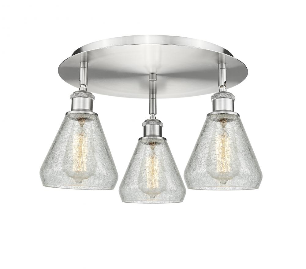 Conesus - 3 Light - 18 inch - Satin Nickel - Semi-Flush Mount