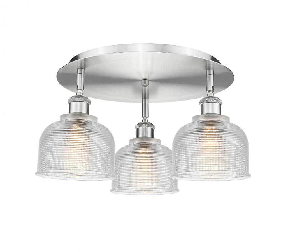 Dayton - 3 Light - 17 inch - Satin Nickel - Semi-Flush Mount
