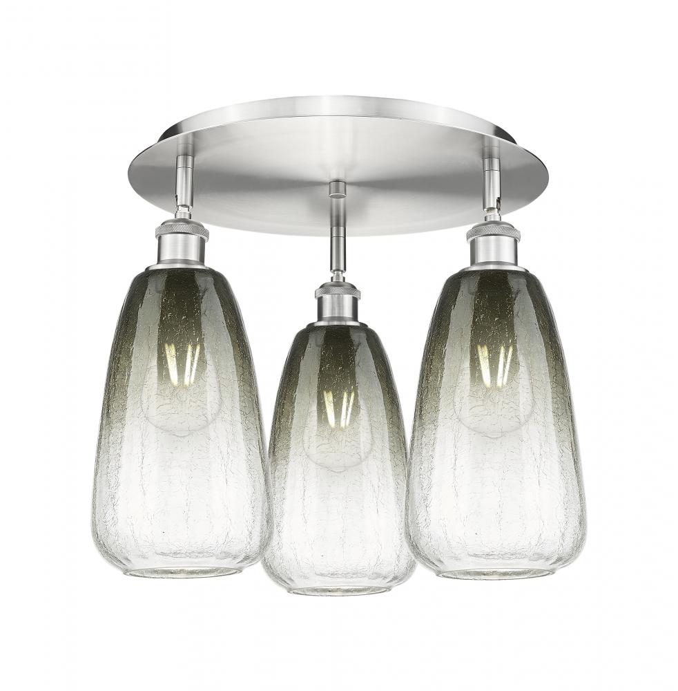 Brookhaven Almond - 3 Light - 18 inch - Satin Nickel - Semi-Flush Mount