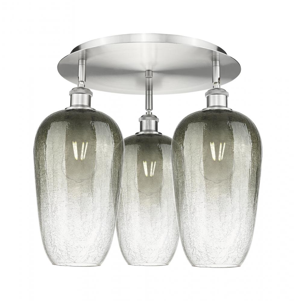 Brookhaven Flute - 3 Light - 19 inch - Satin Nickel - Semi-Flush Mount