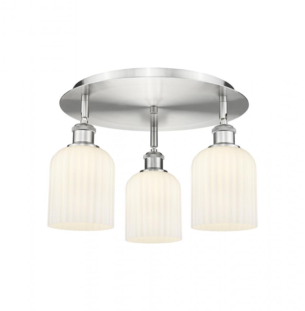 Bridal Veil - 3 Light - 17 inch - Satin Nickel - Semi-Flush Mount