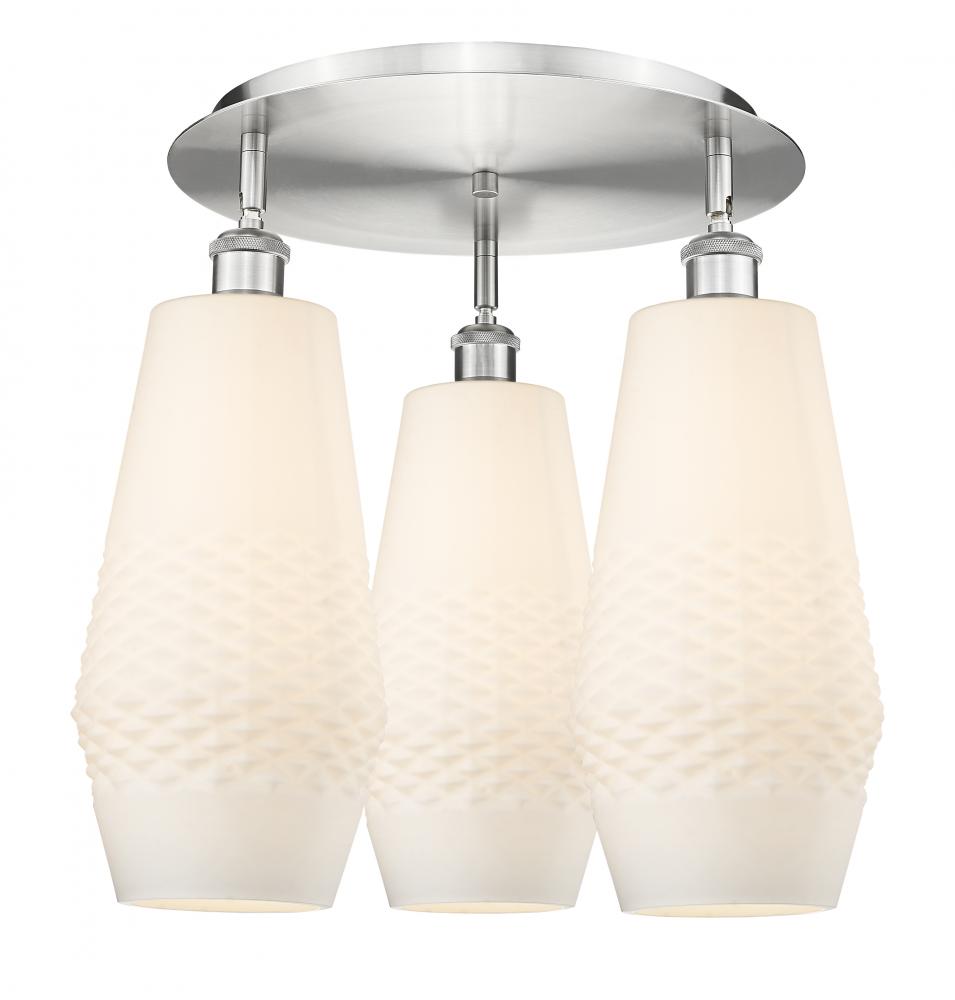 Windham - 3 Light - 19 inch - Satin Nickel - Flush Mount