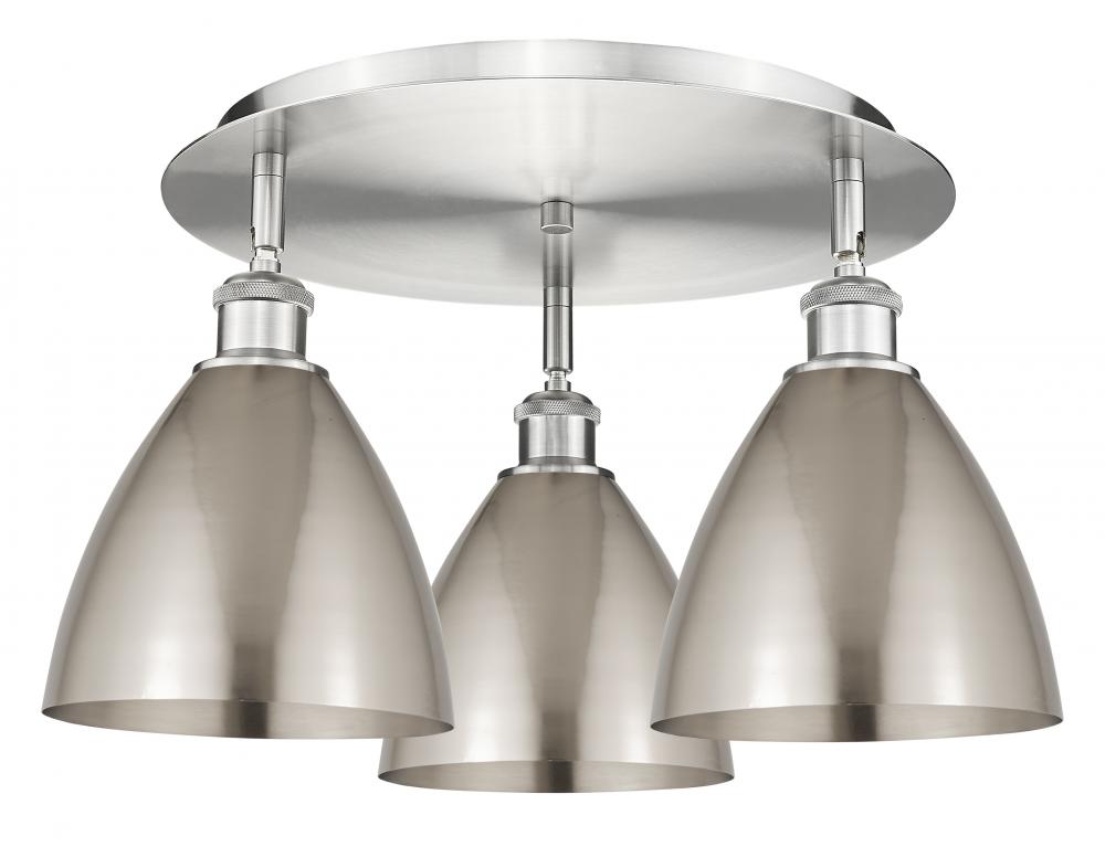 Bristol - 3 Light - 19 inch - Satin Nickel - Semi-Flush Mount