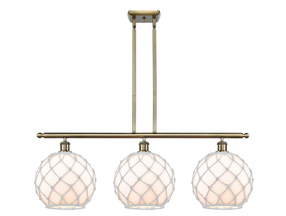 Farmhouse Rope - 3 Light - 37 inch - Antique Brass - Stem Hung - Island Light