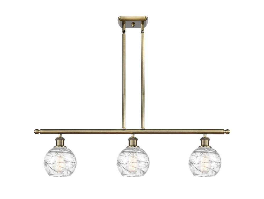 Athens Deco Swirl - 3 Light - 36 inch - Antique Brass - Stem Hung - Island Light